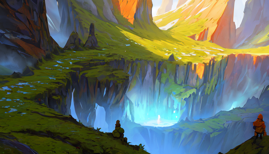 04518-2561090477-Conceptart,Concept Art,SamWho,mksks style, green moss, species, overlooking chasm, volcano.png